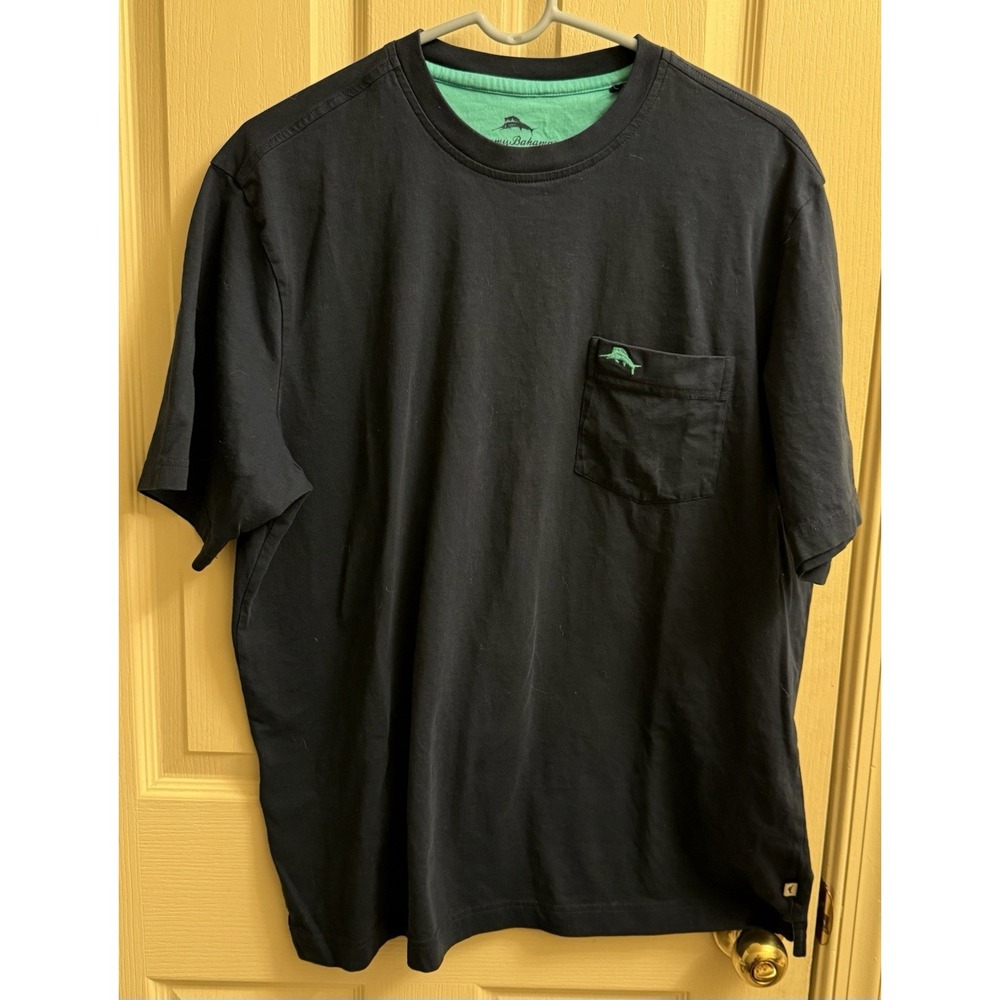 Tommy‎ Bahama Pocket T-shirt Men Medium Blue Logo Short Sleeve EUC